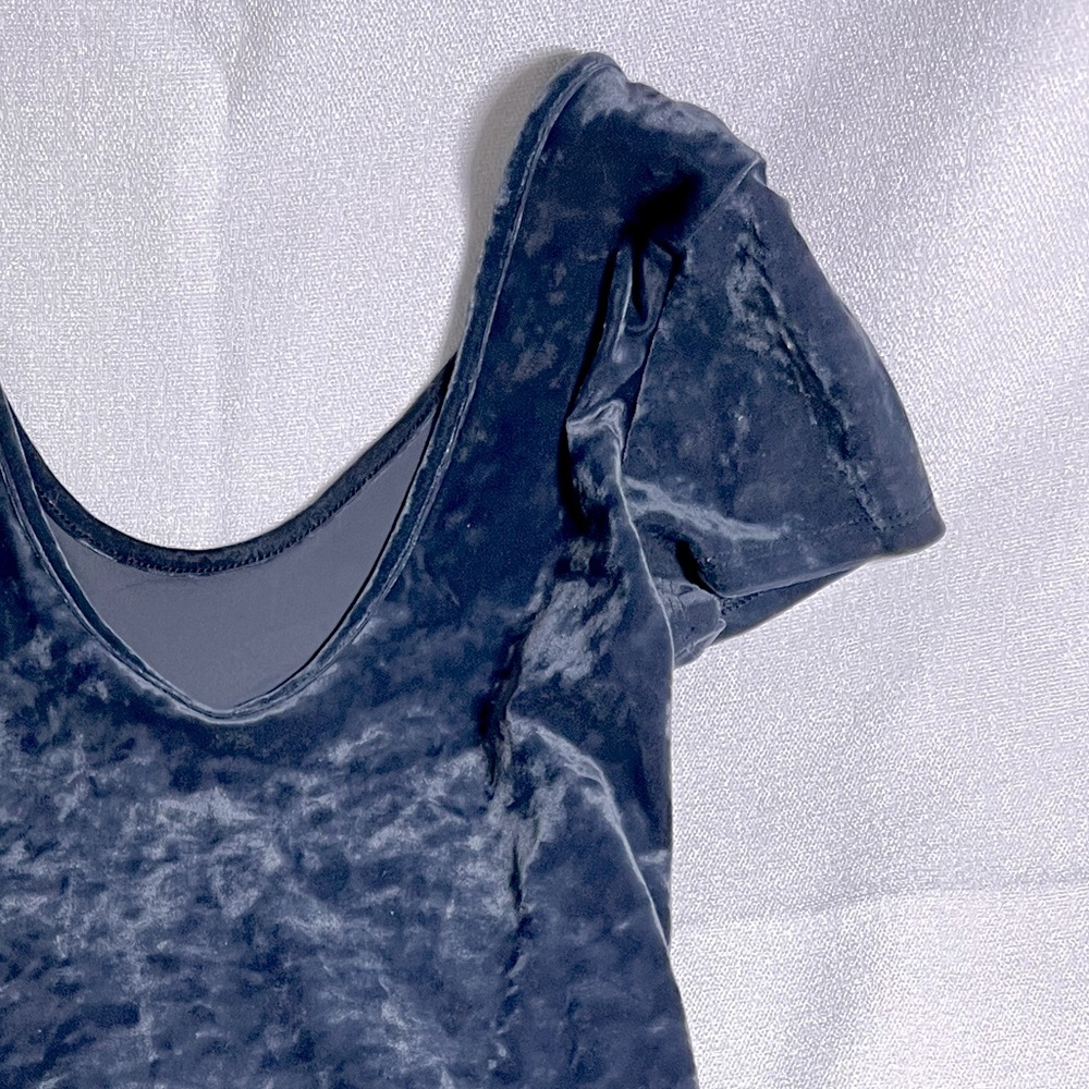 American Eagle Blue Crushed Velvet Bodysuit